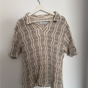 Zara Black and Cream Knit Top